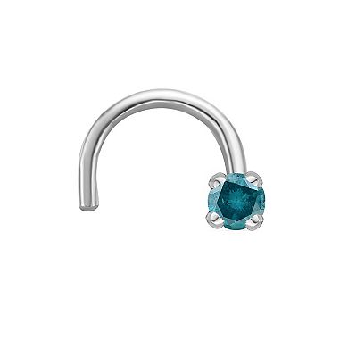 Lila Moon 14k White Gold Blue Diamond Accent Nose Ring