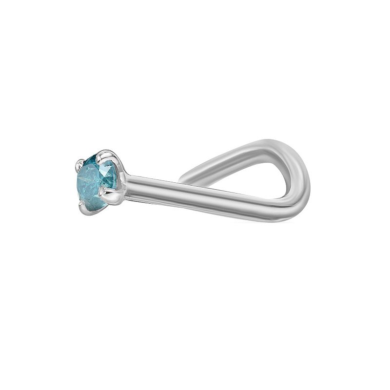 Lila Moon 14k White Gold Blue Diamond Accent Nose Ring, Womens