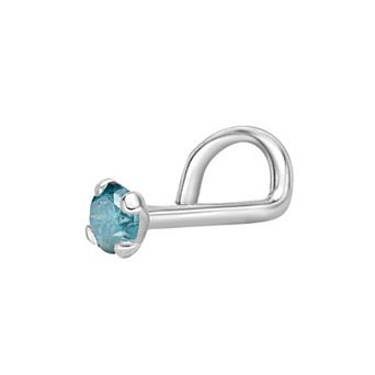Lila Moon 14k White Gold Blue Diamond Nose Ring