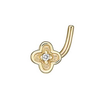 Lila Moon 10k Gold Cubic Zirconia Flower Curved Nose Ring
