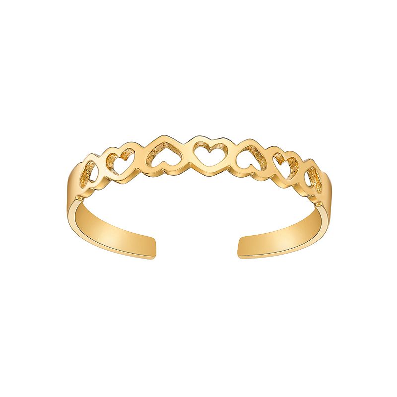 Lila Moon 10k Gold Open Hearts Adjustable Toe Ring, Womens, Yellow