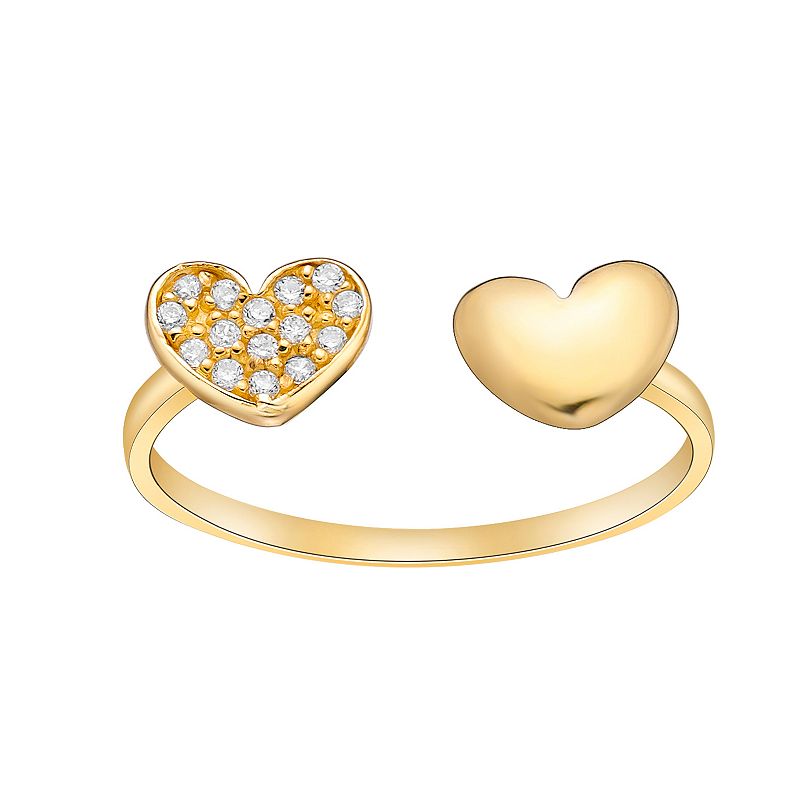 Lila Moon 10k Gold Cubic Zirconia Double Heart Adjustable Toe Ring, Womens