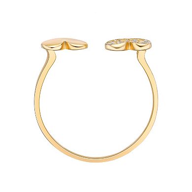 Lila Moon 10k Gold Cubic Zirconia Double Heart Adjustable Toe Ring