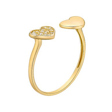 Lila Moon 10k Gold Cubic Zirconia Double Heart Adjustable Toe Ring