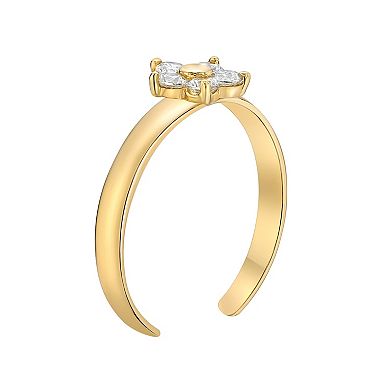 Lila Moon 10k Gold Cubic Zirconia Flower Adjustable Toe Ring