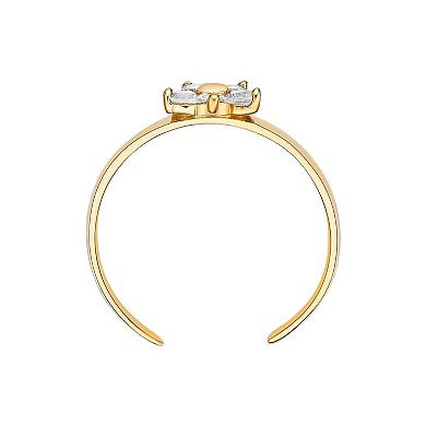 Lila Moon 10k Gold Cubic Zirconia Flower Adjustable Toe Ring