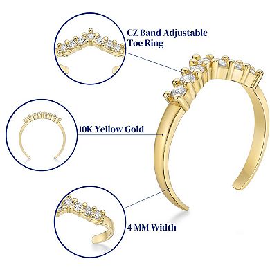 Lila Moon 10k Gold Cubic Zirconia Adjustable Toe Ring