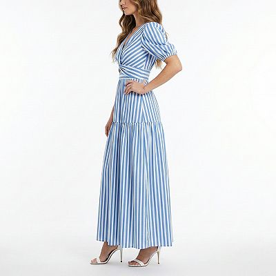 knee length dresses for ladies Staple The Label Mathilde Shirred Sundress In Blue Stripe