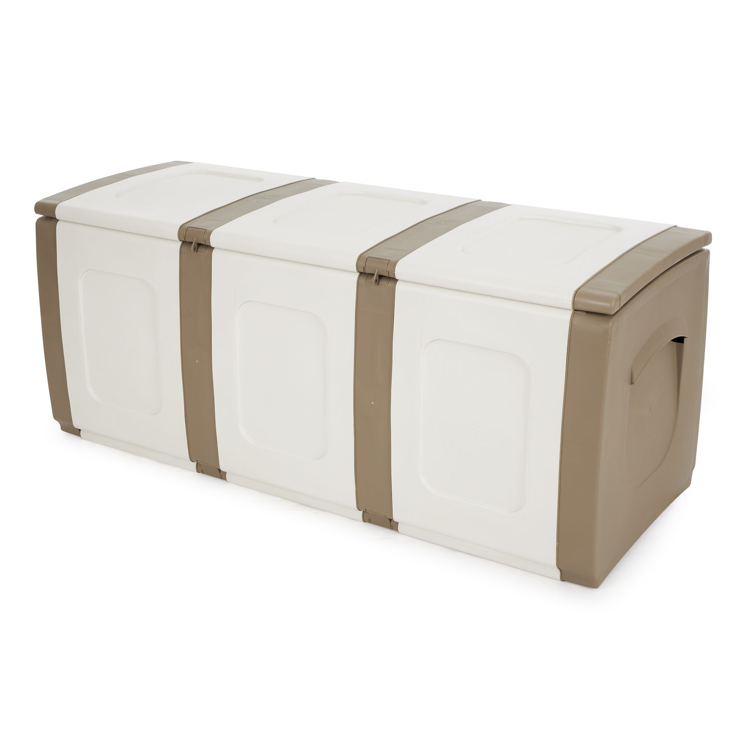 Ram Quality Products Plastic 90 Gal Outdoor Locking Storage Bin Deck Box, Brown
