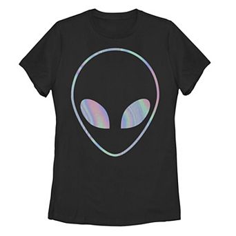 Juniors' Holographic Alien Face Tee