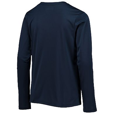 Youth Columbia Navy/White Dallas Cowboys Terminal Tackle Omni-Shade Long Sleeve T-Shirt