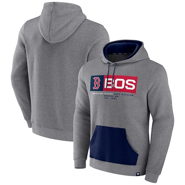 Men's Fanatics Branded Heathered Gray/Navy Boston Red Sox Iconic Steppin Up  Fleece Pullover Hoodie