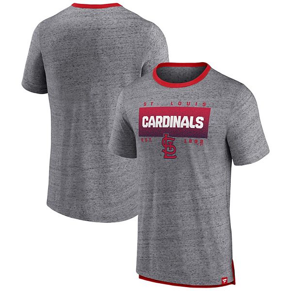 Men's Fanatics Branded Heathered Gray St. Louis Cardinals Iconic Team  Element Speckled Ringer T-Shirt