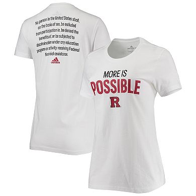 Women's adidas White Rutgers Scarlet Knights More Is Possible T-Shirt