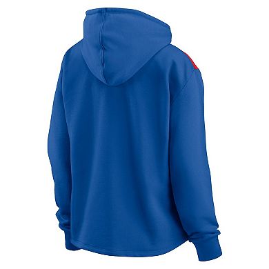Women's Fanatics Branded Royal Chicago Cubs Iconic Overslide Color-Block Quarter-Zip Hoodie