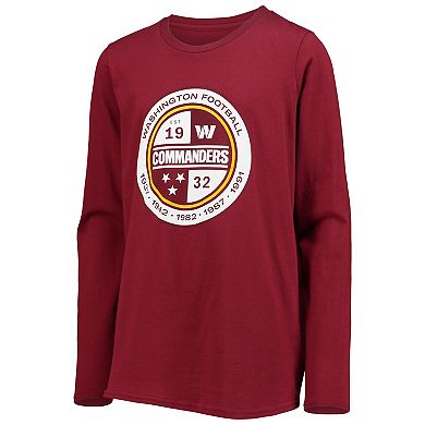 Youth Burgundy Washington Commanders Secondary Logo Long Sleeve T-Shirt