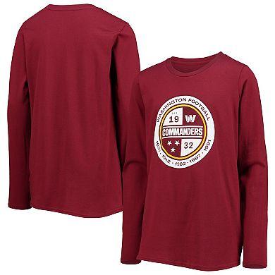 Youth Burgundy Washington Commanders Secondary Logo Long Sleeve T-Shirt
