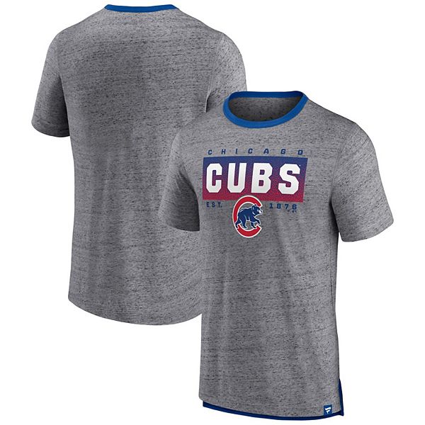 Men's Fanatics Branded Heathered Gray Chicago Cubs Iconic Team Element  Speckled Ringer T-Shirt