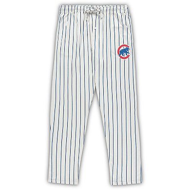 Men's Concepts Sport White/Royal Chicago Cubs Big & Tall Pinstripe Sleep Set