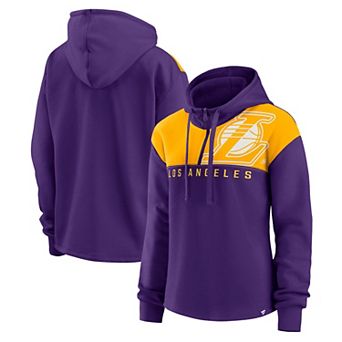 Women's Fanatics Branded Purple Los Angeles Lakers Overslide Quarter-Zip Fleece Hoodie