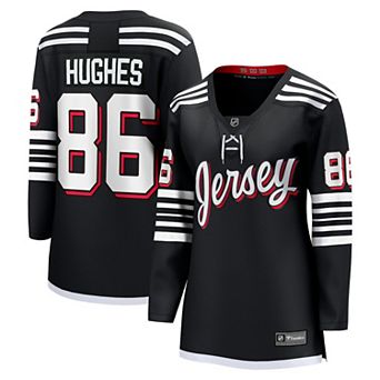 Women's Fanatics Branded Jack Hughes Black New Jersey Devils Alternate Premier Breakaway Player Jersey