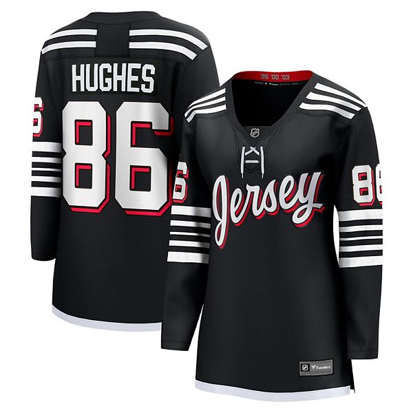 Women's Fanatics Branded Jack Hughes Black New Jersey Devils Alternate