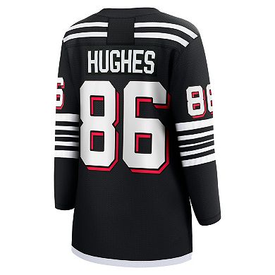Women's Fanatics Jack Hughes Black New Jersey Devils Alternate Premier Breakaway Player Jersey