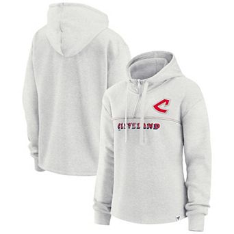 Women's Fanatics Branded Oatmeal Cleveland Guardians Cooperstown Collection True Classics Legacy Quarter-Zip Hoodie