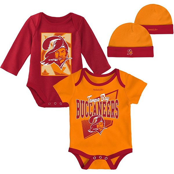 Newborn & Infant Orange/Red Tampa Bay Buccaneers Victory Formation  Throwback Three-Piece Bodysuit and Knit Hat Set