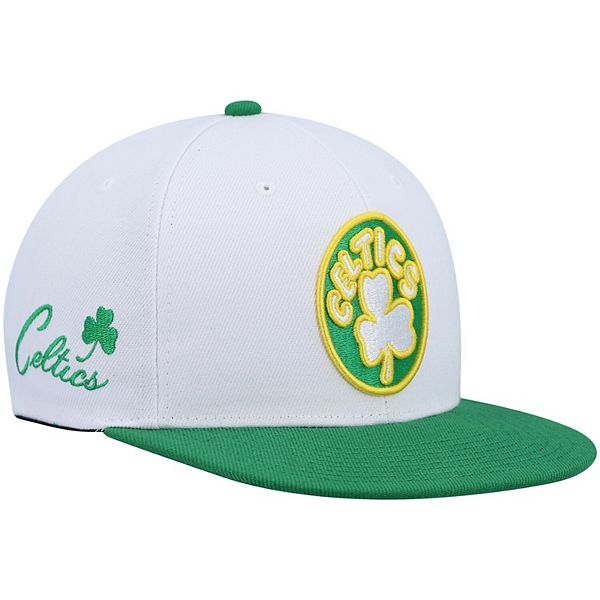 Boston Celtics Mitchell & Ness Hot Fire Snapback Hat - White
