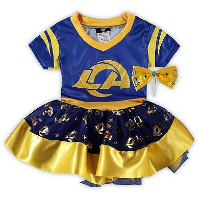 Girls Toddler Royal Los Angeles Rams Tutu Tailgate Game Day V-Neck Costume