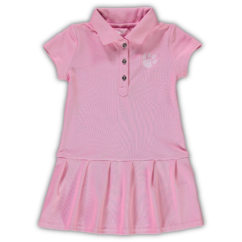Girls Toddler Garb Pink Clemson Tigers Caroline Cap Sleeve Polo Dress, Todd