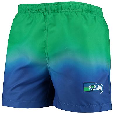 Men's FOCO Royal Seattle Seahawks Retro Dip-Dye Swim Shorts