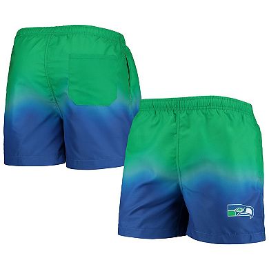 Men's FOCO Royal Seattle Seahawks Retro Dip-Dye Swim Shorts