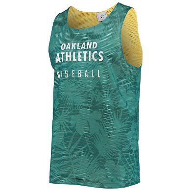 Men's FOCO Green/Gold Oakland Athletics Floral Reversible Mesh Tank Top