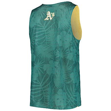 Men's FOCO Green/Gold Oakland Athletics Floral Reversible Mesh Tank Top