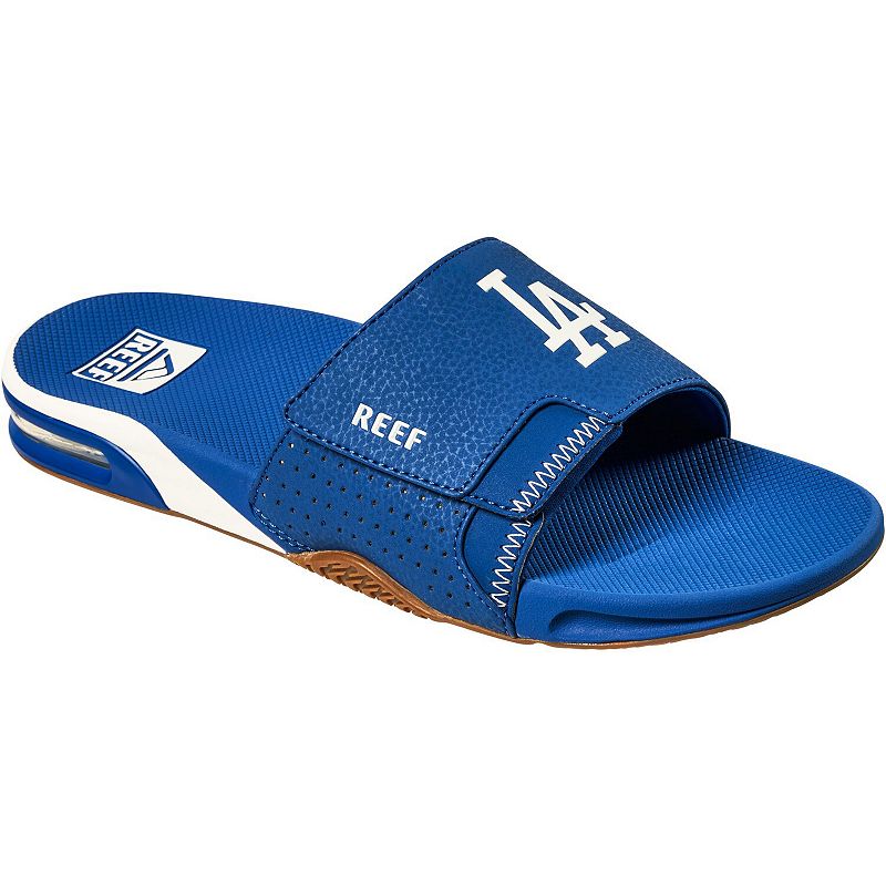Mens REEF Los Angeles Dodgers Fanning Slide Sandals, Size: 7, LAD Blue