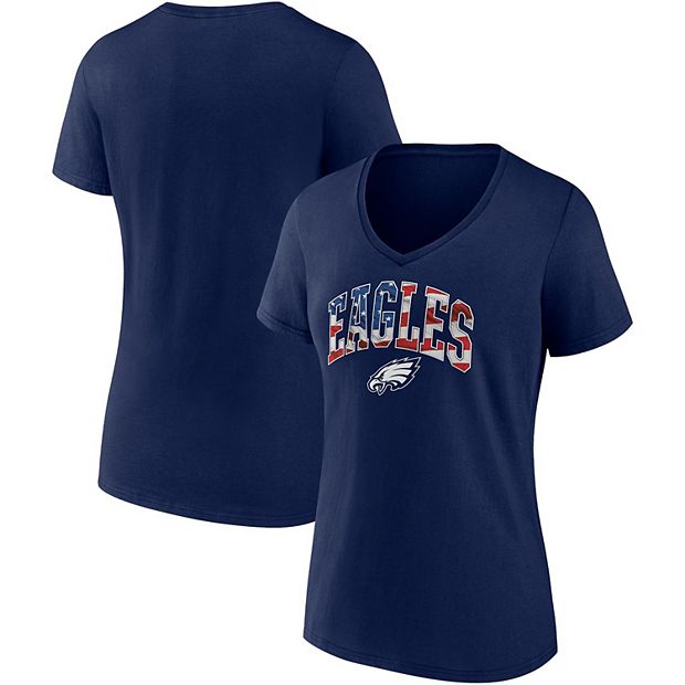 Women's Fanatics Branded Navy Philadelphia Eagles Team Banner Wave V-Neck T- Shirt