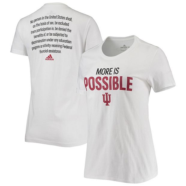 売れ筋商品|||アディダス Tシャツ トップス レディース Women's White Indiana Hoosiers More Is Possible T-shirt White Women's adidas White Indiana Hoosiers More Is Possible T-Shirt
