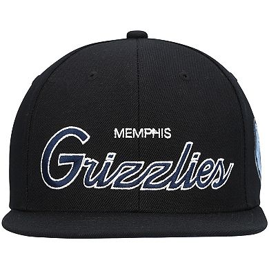 Men's Mitchell & Ness Black Memphis Grizzlies Hardwood Classics Script 2.0 Snapback Hat