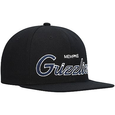 Men's Mitchell & Ness Black Memphis Grizzlies Hardwood Classics Script 2.0 Snapback Hat