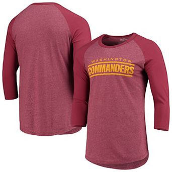 Men's Washington Commanders Majestic Threads Burgundy Wordmark 3/4-Sleeve Raglan Tri-Blend T-Shirt