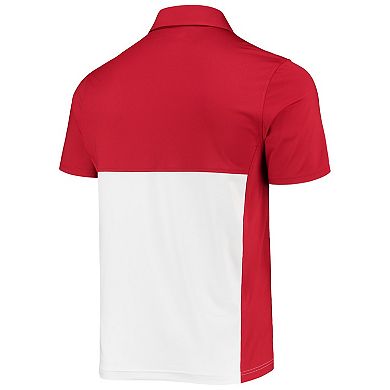 Men's Under Armour Red/White Wisconsin Badgers 2022 Blocked Coaches Performance Polo
