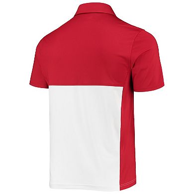 Men's Under Armour Red/White Wisconsin Badgers Blocked Coaches Performance Polo