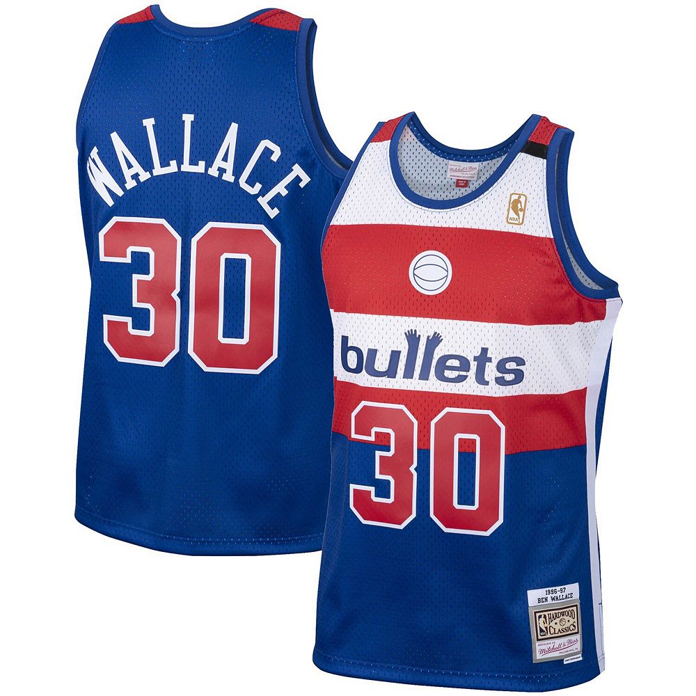 Men's Mitchell & Ness Ben Wallace Royal Washington Bullets 1996/97 ...