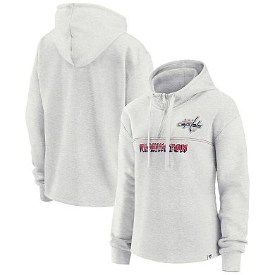 Women's Fanatics Branded Ash Washington Capitals True Classics Legacy Quarter-Zip Hoodie