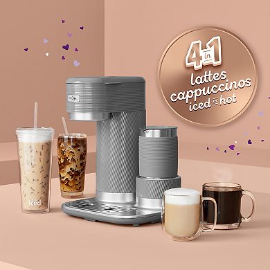 Mr. Coffee 4-in-1 Single-Serve Latte Lux, Iced & Hot Coffee Maker with Milk Frother