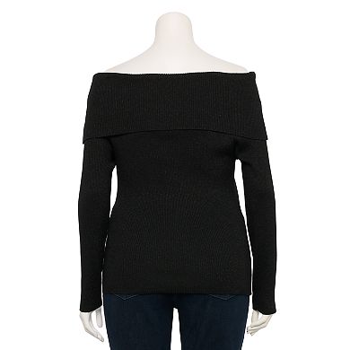 Plus Size INTEMPO Off-the-Shoulder Long Sleeve Top