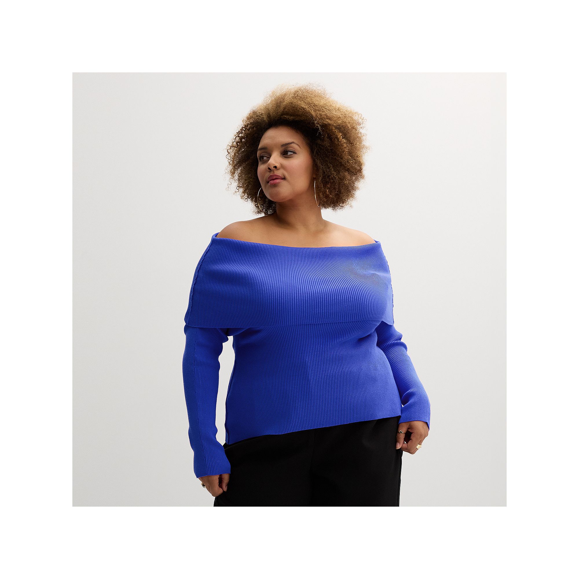 Plus Size INTEMPO Off-the-Shoulder Long Sleeve Top, Womens, Size: 2XL, Blu