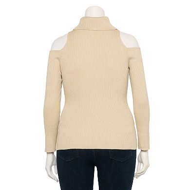 Plus Size INTEMPO Cold-Shoulder Turtleneck Top